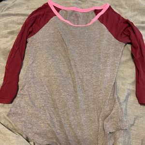 American eagle baseball shirt grey and maroon